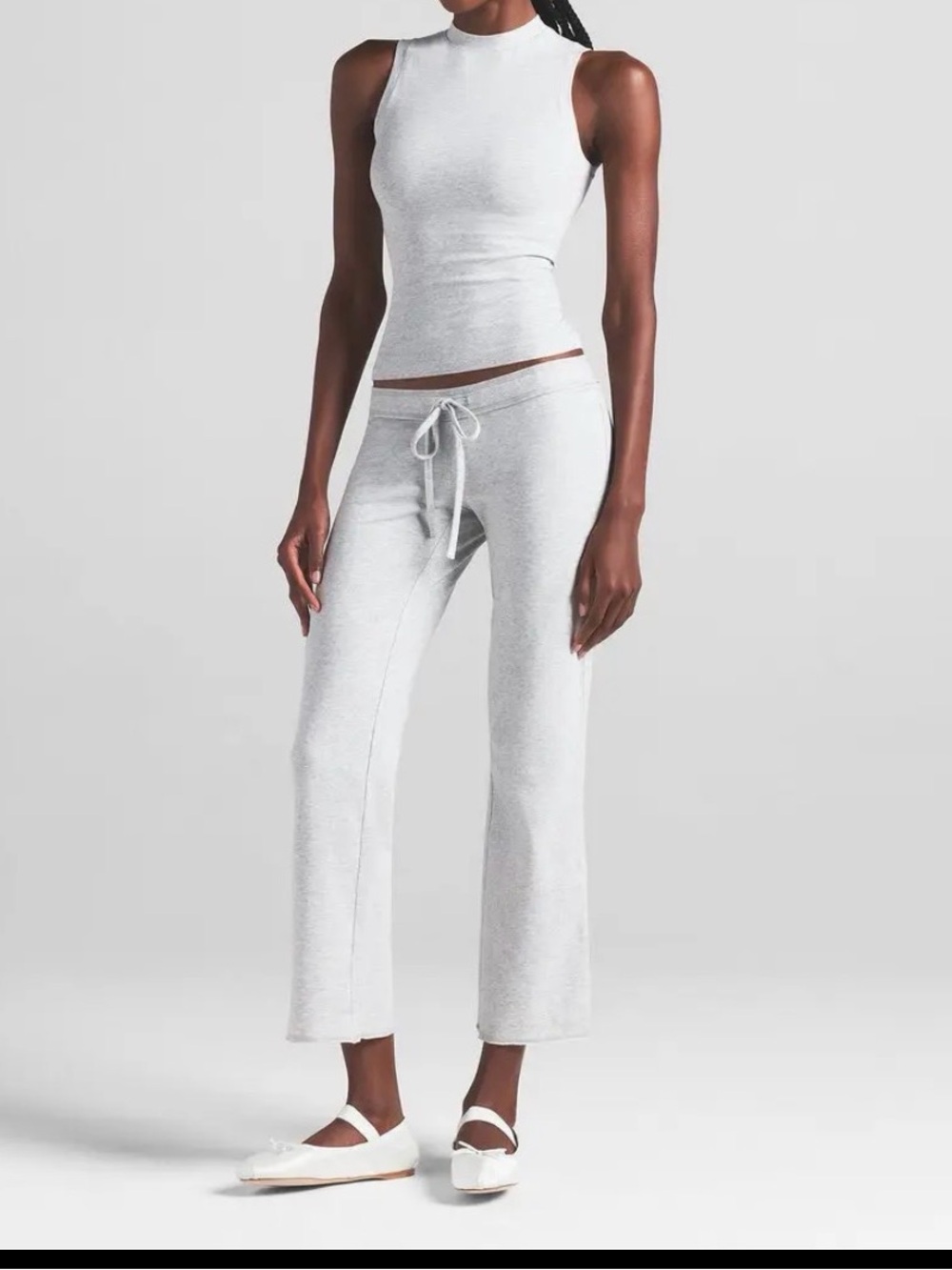 SKIMS Cotton Jersey Low-Rise Slim Crop Pants Light Heather Grey Size M NEW